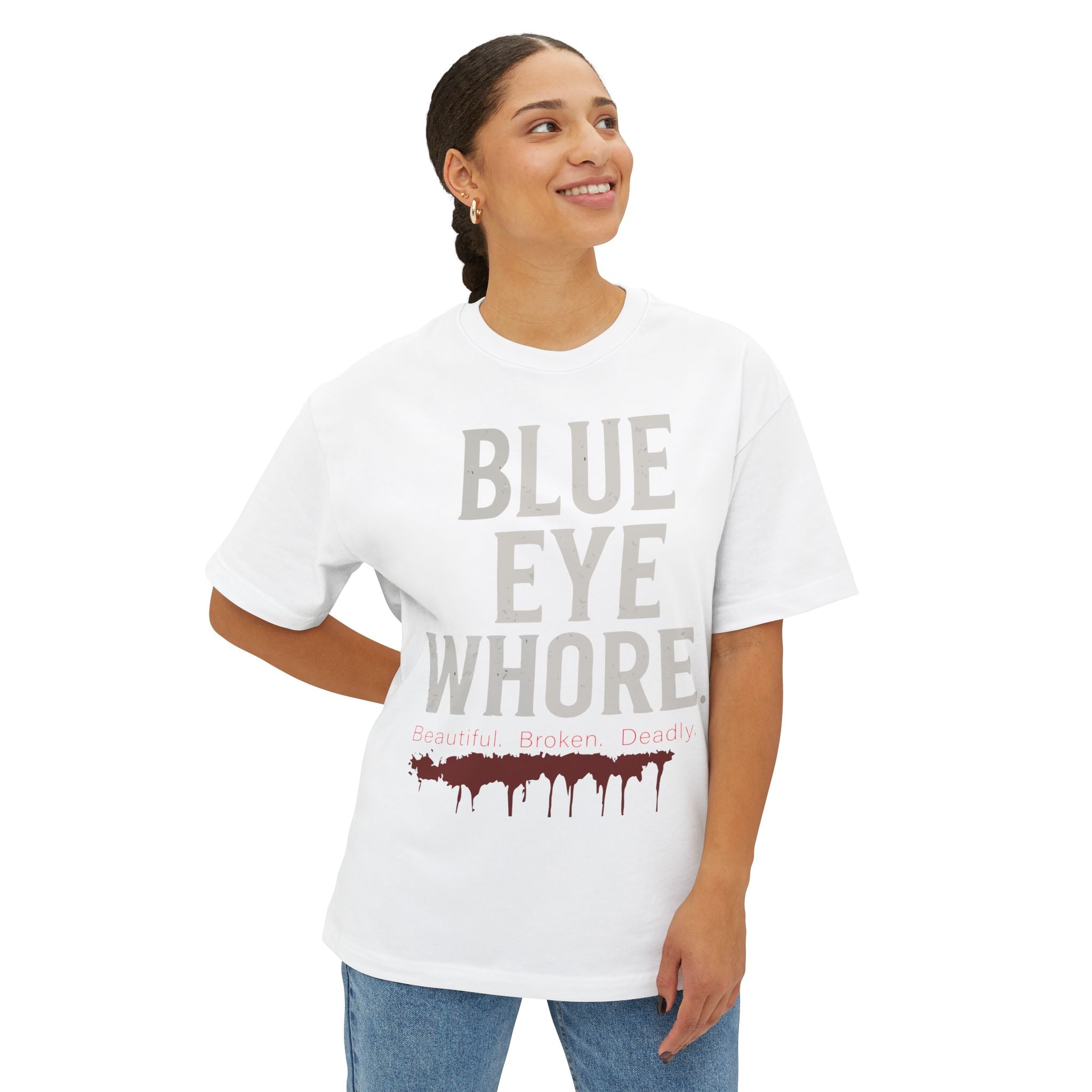 Copy of Blue Eye Whore graphic Tee | White T-shirt with dripped blood design